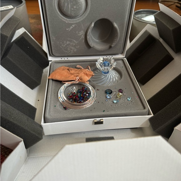 Authentic Swarovski crystal jewelry box with dozens crystal beads